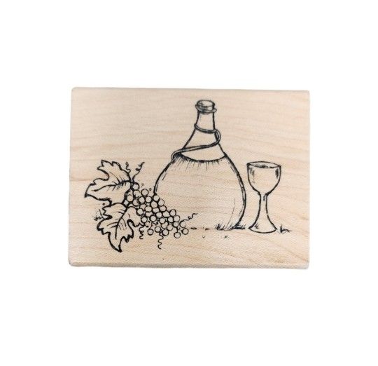 Great Impressions Wine Carafe Grapes Leaves Rubber Stamp