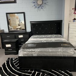 4PC Black Queen Bedroom Set 