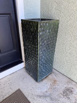 Tall Square Green Glazed Ceramic Planters