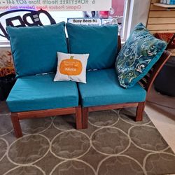 Wood  Love Seat W Cousions