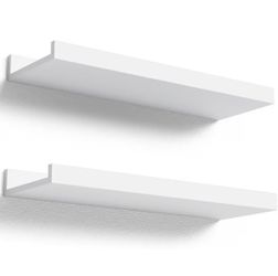 White Floating Wall Shelves Set of 2