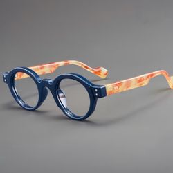 New! Stylish Blue & Orange Round Retro Full Rim Eyeglasses Fashion Glasses