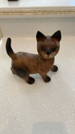 Wooden Cat Decor, Perfect Condition, $5