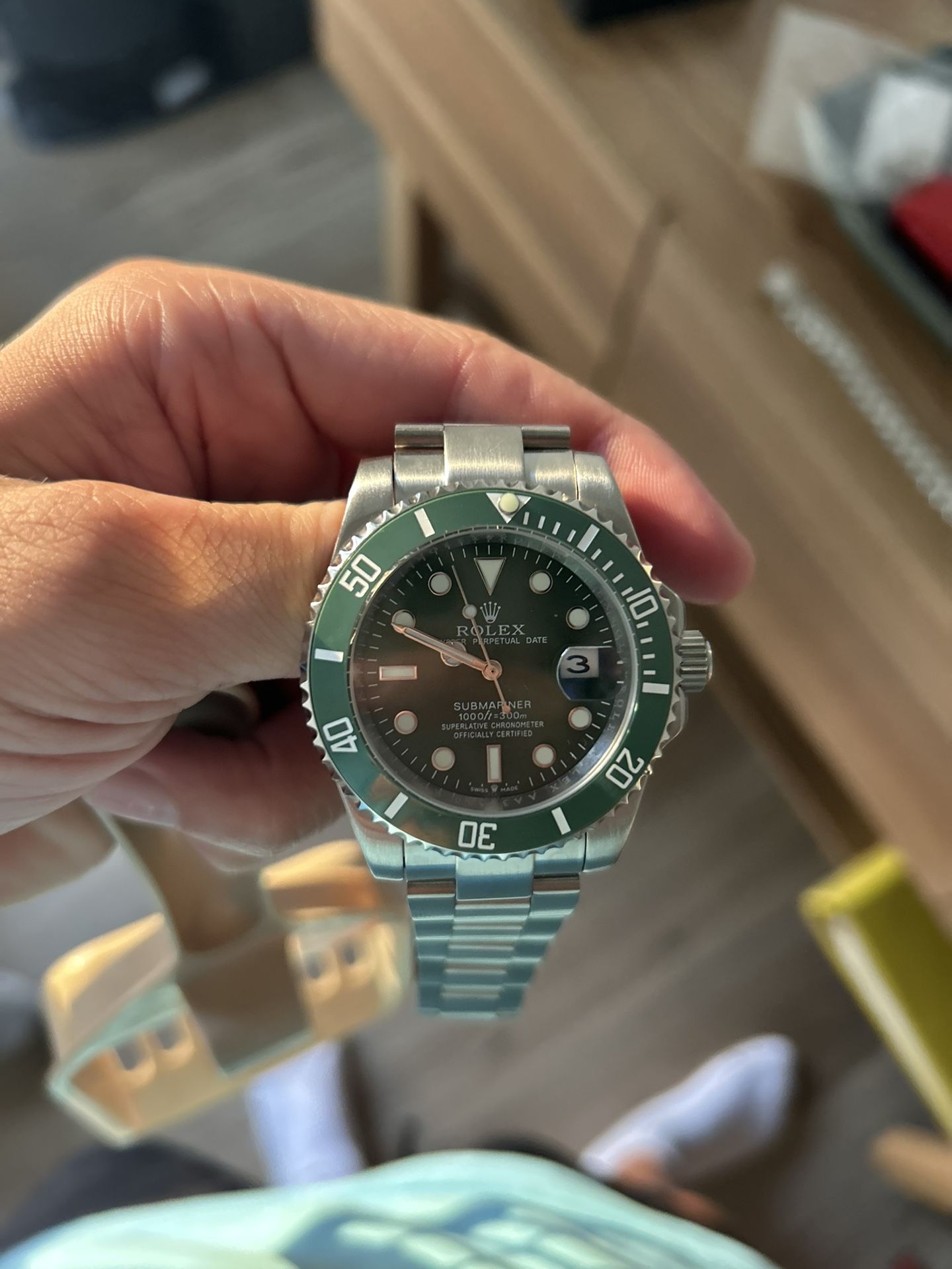 Green And Silver Watch