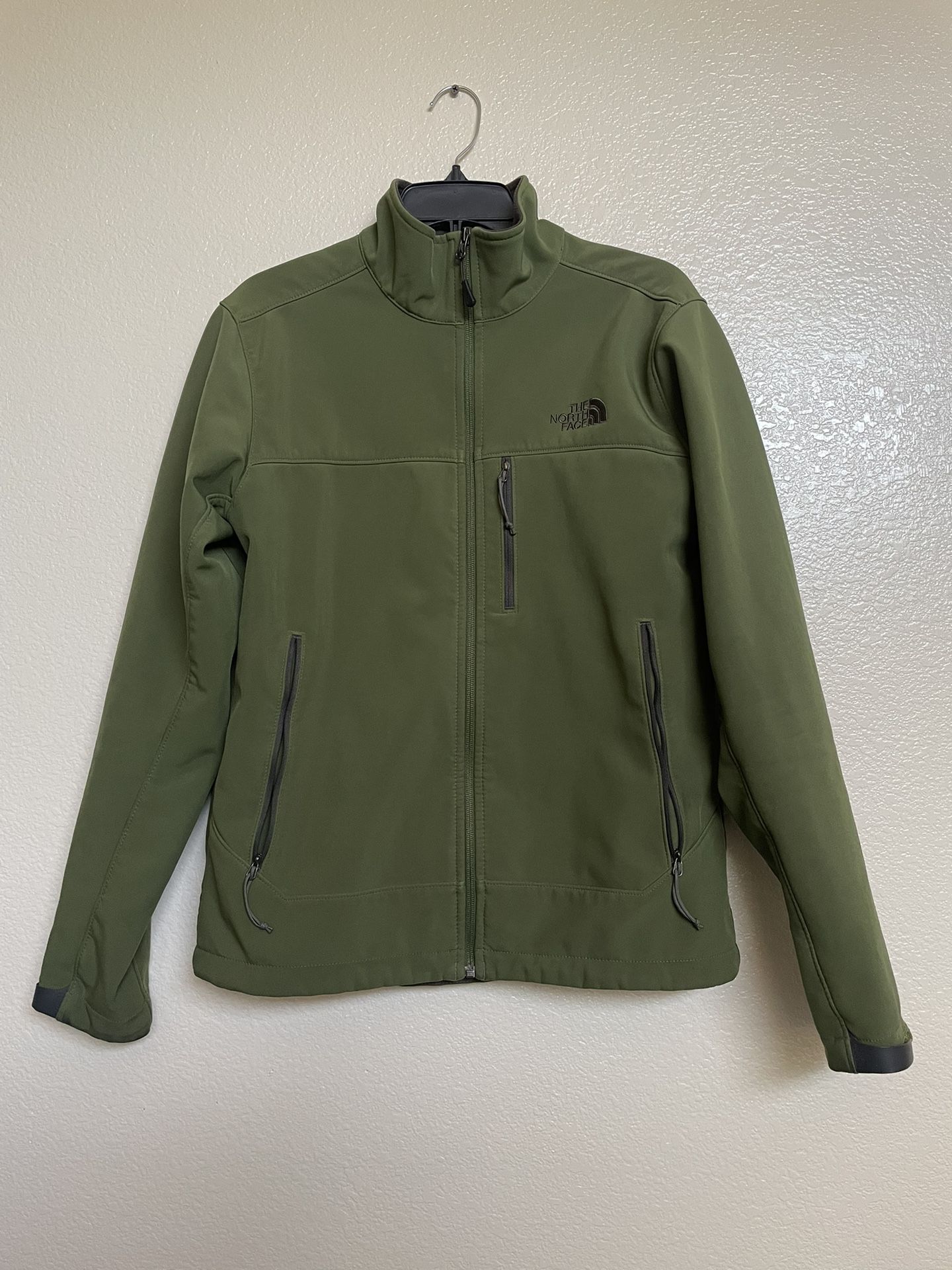 The North Face Jacket Mens Small  Green Logo Softshell Apex Outdoors Polyester Windwall