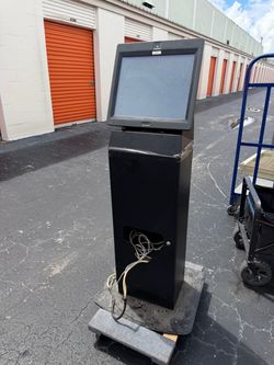 Black Freestanding Touchscreen Kiosk with Monitor
