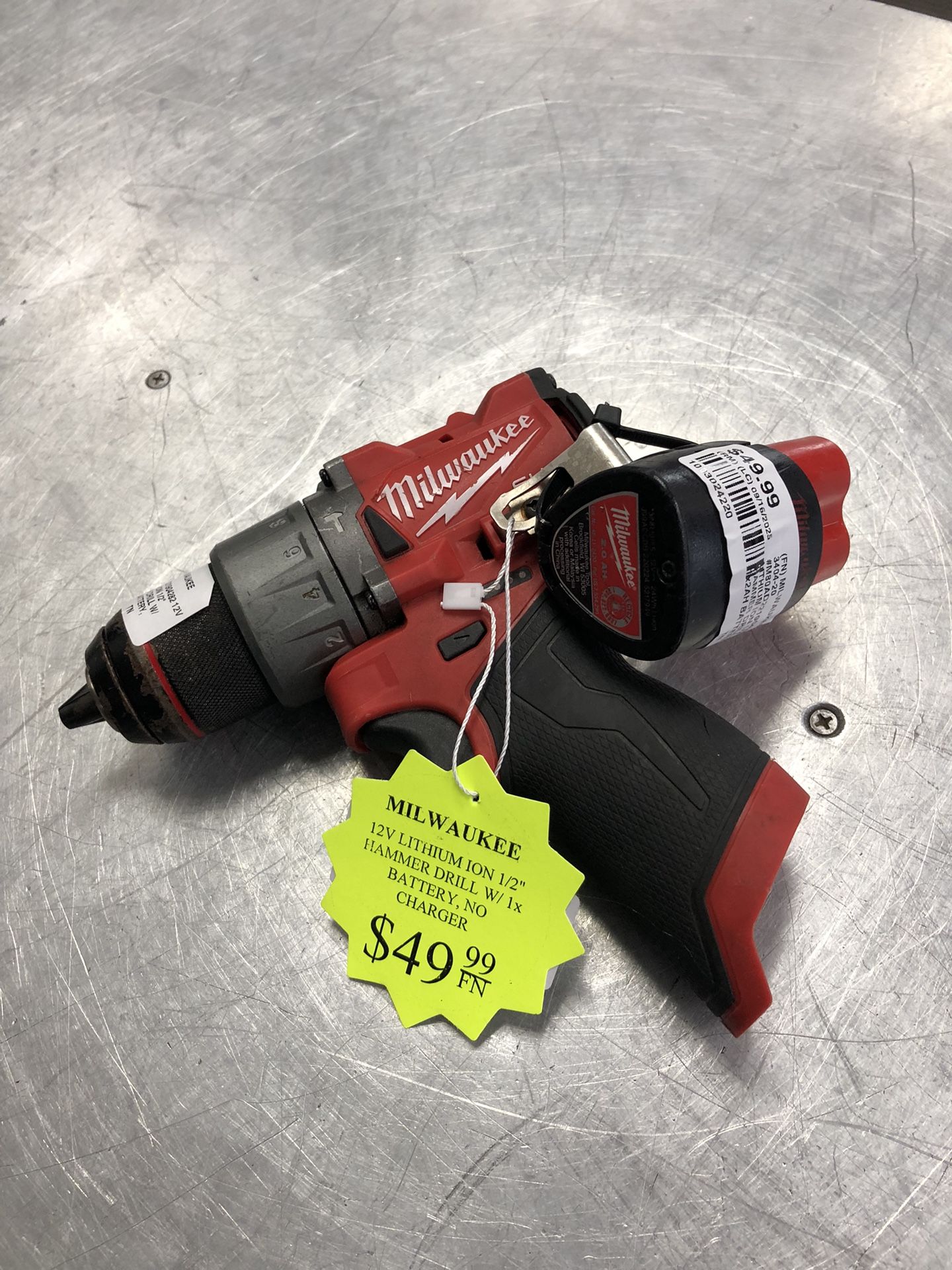 10030 Used Milwaukee 12v Lithium Ion 1/2” Hammer Drill W/1x Battery No Charger 24220