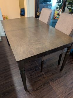 Dark Wood Dining Table with Turned Legs - 6 person
