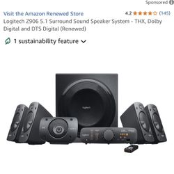Logitech Z906 5.1 Surround Sound Speaker System - THX, Dolby Digital and DTS Digital - Black