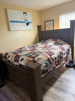 Queen bed and frame