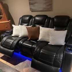 Brand New Dual LED Reclining Sofa And Single Recliner