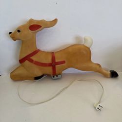 VTG General Foam Santa's Reindeer Christmas Blow Mold Yard Decor(Damaged Foot & Tail)
