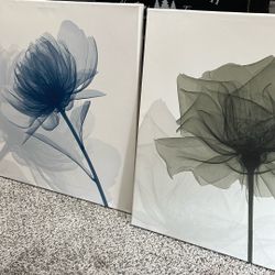 4 Panel Wall Art- Multi Color Flower X Ray