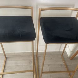 Gold And Black Bar Stools Counter Top Height  2 Total