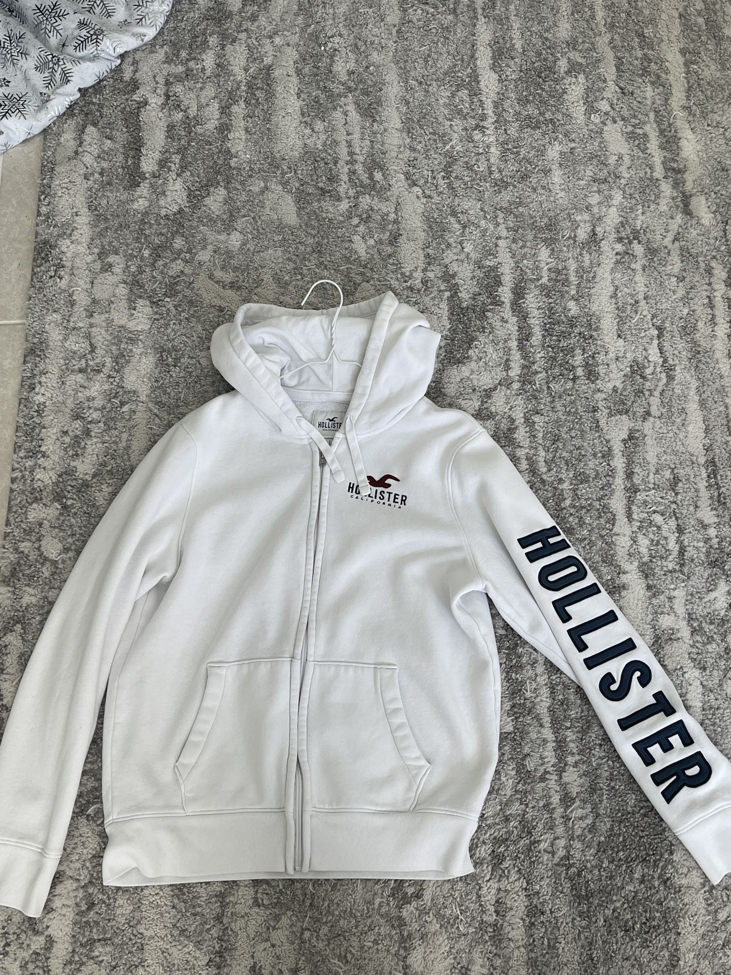 Hollister White Zip Up Hoodie 