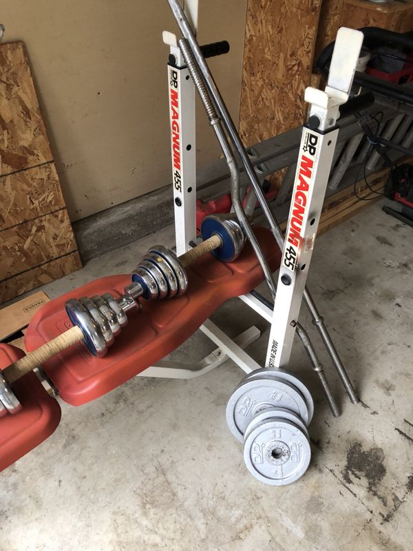 Weight Bench With Barbell And Two Dumbbells For Sale In Mchenry