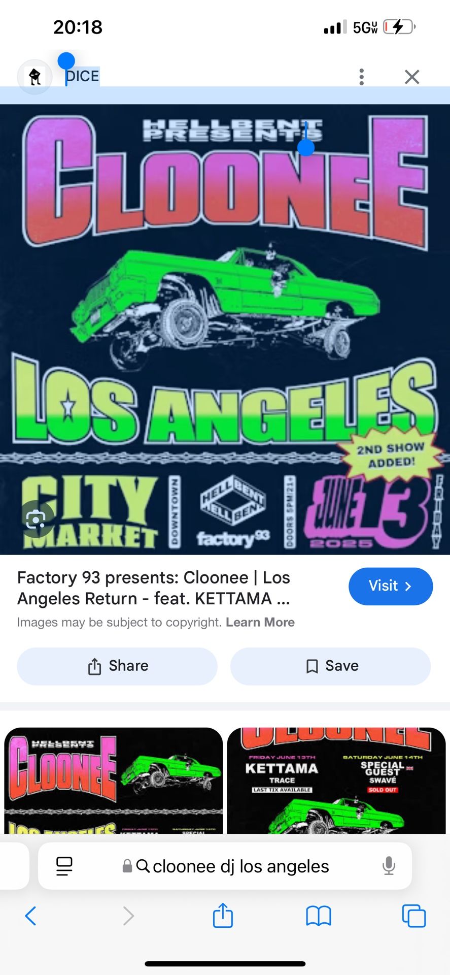 FRIDAY CLOONE TICKET
