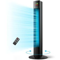 TaoTronics Tower Fan, 36" Coolong Fan with Remote, 65° Floor Fan Oscillating, Powerful Fan w/ 9 Modes, Large LED Display, 12-Hour Timer, QuietPortable
