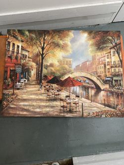 Beautiful Painting Of Small Town By The River