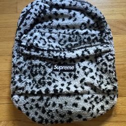 Supreme Leopard White Fleece Backpack