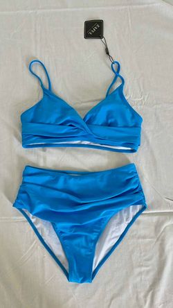 2 pieces women biquini swimsuit size medium color blue NEW