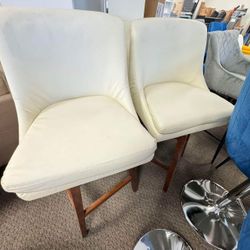 360° Swivel Bar Stools, Modern Counter Height Barstools, 26" Seat Height Chairs with Back and Solid Wood Legs, PU Leather Upholstered Barstools for Di