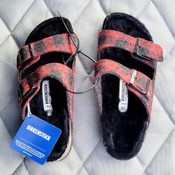 Birkenstock Arizona Shearling Plaid Women's Sandals [Size 36] *NEW*