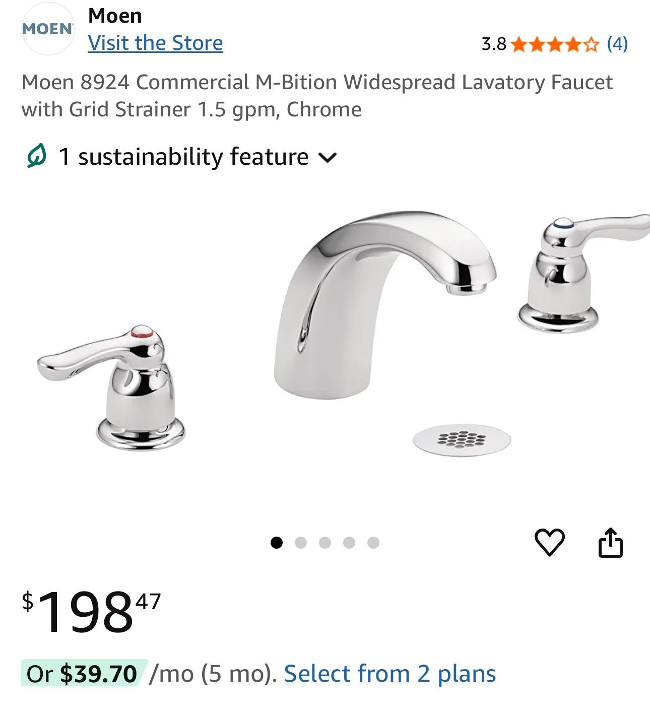 Moen 8924 Commercial M-Bition Widespread Lavatory Faucet