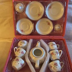 Real Porcelain Tea Set (13 Pieces) for Little Girls and Adult . 