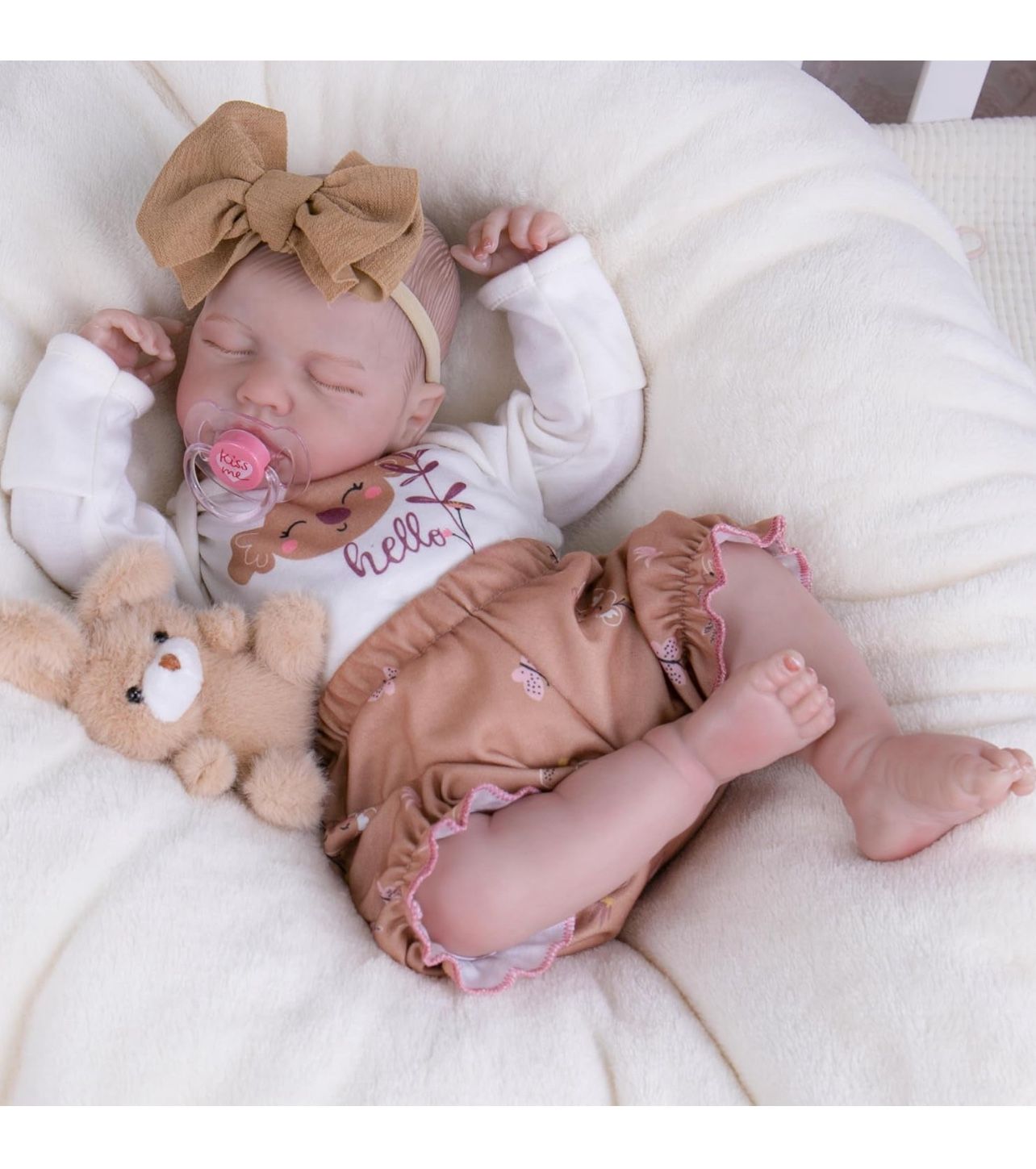 Brandnew Lifelike Reborn Baby Dolls-20 inch Sleeping Realistic Newborn Baby Dolls, Soft Cloth Body with Feeding Toy for Kids Age 3 +