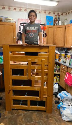 Real Wooden Bed staircase for twin beds