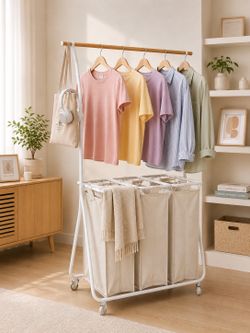 $28 Brightroom Rolling Laundry Sorter with Bar