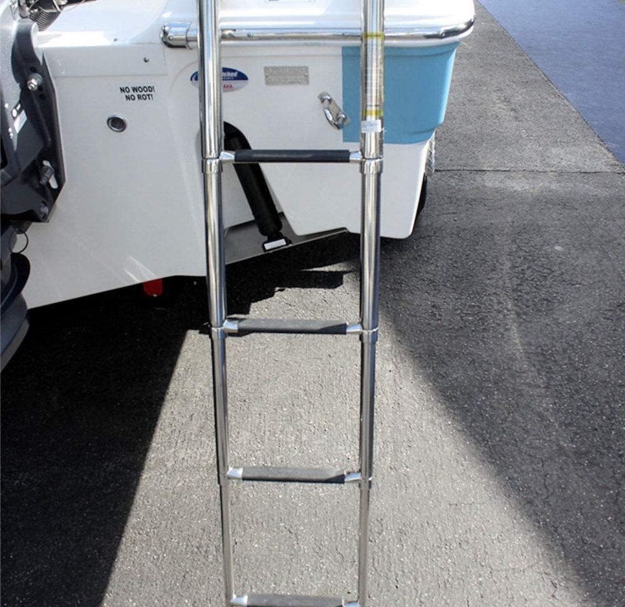 4 Step Boat Ladder, Stainless Steel Telescopic