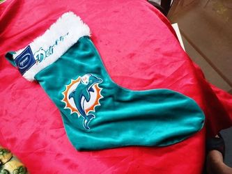 BRAND NEW NFL MIAMI DOLPHINS CHRISTMAS STOCKING HOLIDAY DECORATION FOOTBALL