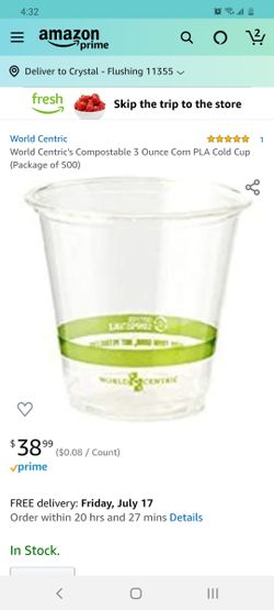 Compostable 3 Ounce Corn PLA Cold Cup (Package of 500)