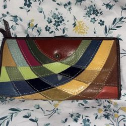 Multicolor Boho Leather Patchwork Bifold Wallet