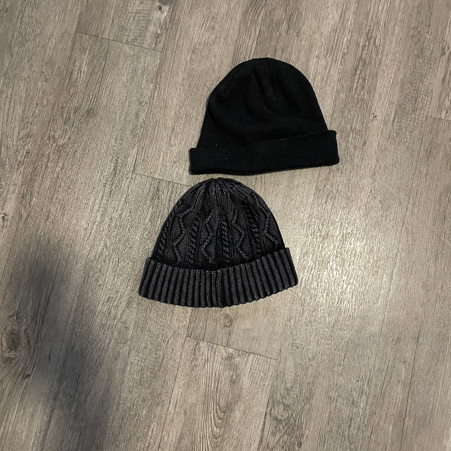 Two Well Knitted Beanies (Black) (Ash Gray) *Sold Together*