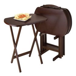 Set Of 4 Walnut Foldable Snack/TV Tables