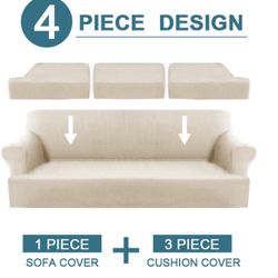 Turquoize 4-Piece T-Cushion Sofa Slipcover Set