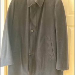 JONES NEW YORK MENS BUTTONS & ZIP BLACK WOOL BLEND COAT SIZE L