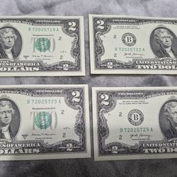 FOUR Uncirculated $2 BILLS