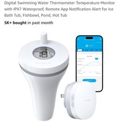 Smart Pool Thermometer with WiFi Gateway, Digital Swimming Water Thermometer Temperature Monitor with IPX7 Waterproof, Remote App Notificati