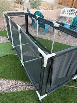 Rolling Mesh Pool Toy Storage Bin on wheels
