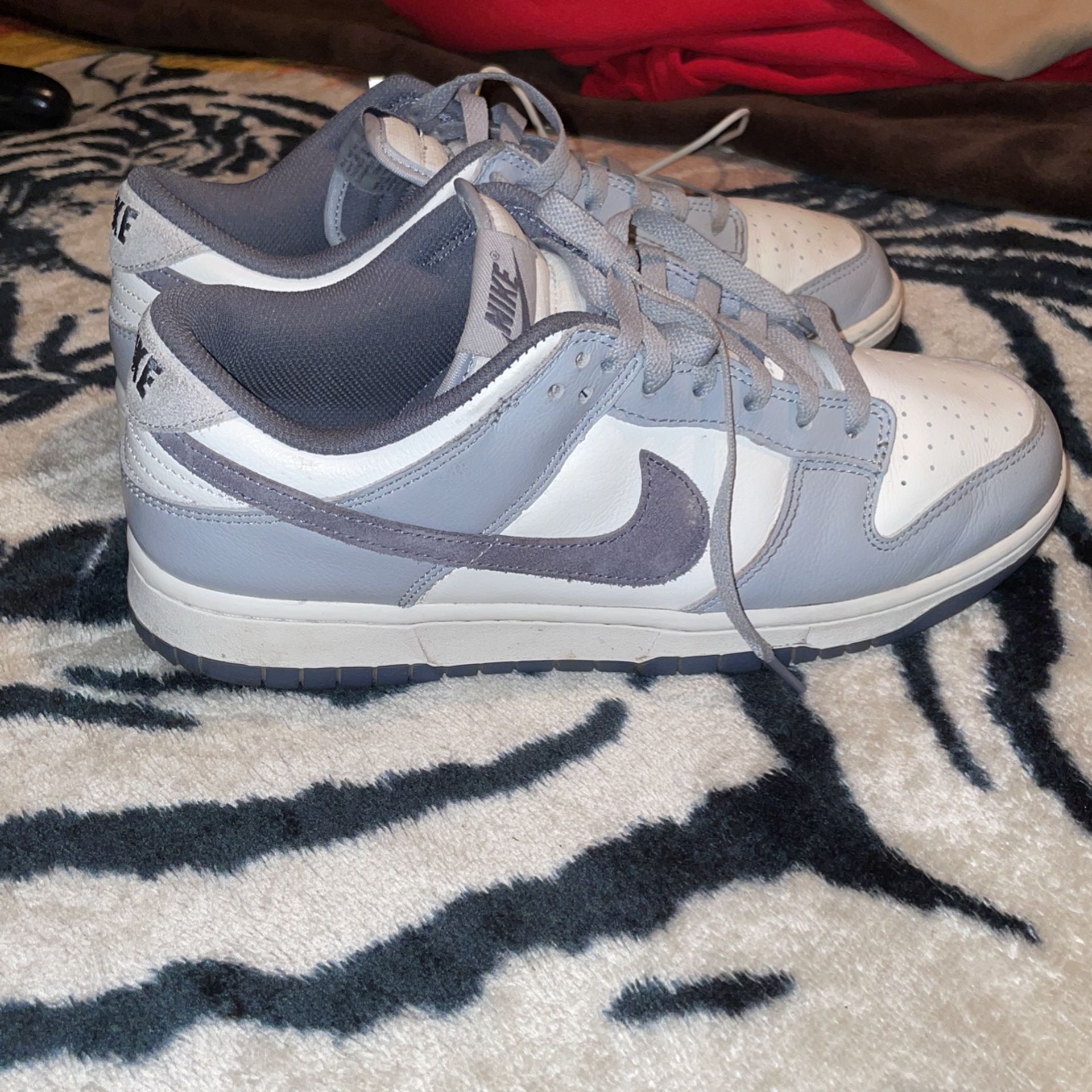 grey and white dunks