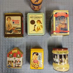  Vintage Metal Tin Box Containers 