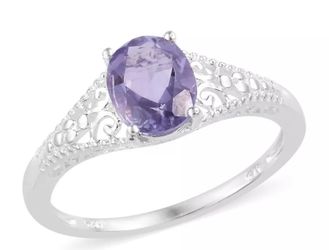 Size 8 amethyst solid sterling silver ring