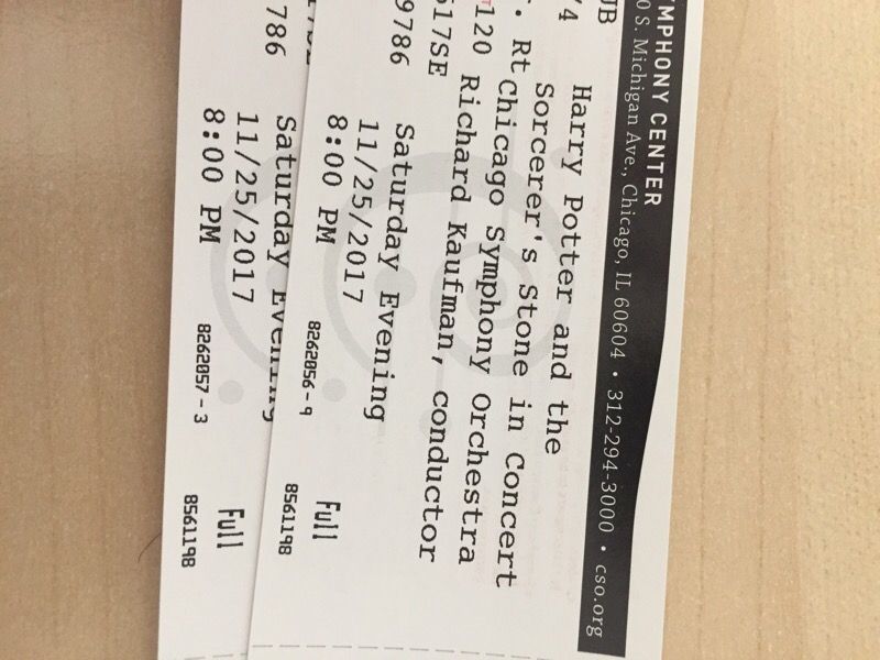 2 tickets to see Harry Potter at the Chicago Symphony Orchestra