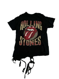 Rolling Stone Tounge T Shirt vintage  Distressed Black Size M