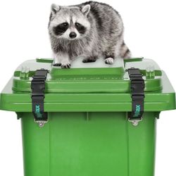 Trash Can Locks for Animals, Raccoon Bear Proof Trash Can Lock, Easy to Install, Long Lasting Strap Lid Garbage Can Lock for Out Door Garbage Can - 2P