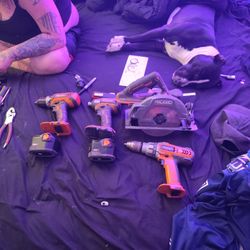 Ridgid Drills Saw And Batteries